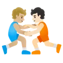 People Wrestling: Medium-Light Skin Tone, Light Skin Tone