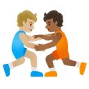 People Wrestling: Medium-Light Skin Tone, Medium-Dark Skin Tone