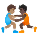 People Wrestling: Medium Skin Tone, Dark Skin Tone