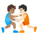 People Wrestling: Medium Skin Tone, Light Skin Tone