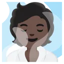Person in Steamy Room: Dark Skin Tone
