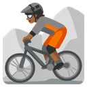 Person Mountain Biking: Medium-Dark Skin Tone