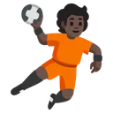Person Playing Handball: Dark Skin Tone