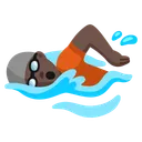 Person Swimming: Dark Skin Tone