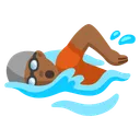 Person Swimming: Medium-Dark Skin Tone