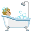 Person Taking Bath: Medium-Light Skin Tone