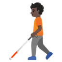 Person with White Cane: Dark Skin Tone