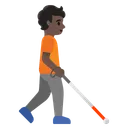 Person with White Cane Facing Right: Dark Skin Tone