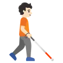 Person with White Cane Facing Right: Light Skin Tone