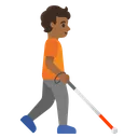 Person with White Cane Facing Right: Medium-Dark Skin Tone