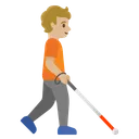 Person with White Cane Facing Right: Medium-Light Skin Tone