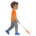 Person with White Cane Facing Right: Medium Skin Tone