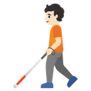 Person with White Cane: Light Skin Tone
