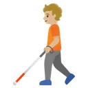 Person with White Cane: Medium-Light Skin Tone