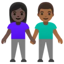 Woman and Man Holding Hands: Dark Skin Tone, Medium-Dark Skin Tone
