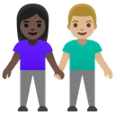 Woman and Man Holding Hands: Dark Skin Tone, Medium-Light Skin Tone