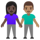 Woman and Man Holding Hands: Dark Skin Tone, Medium Skin Tone