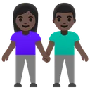 Woman and Man Holding Hands: Dark Skin Tone