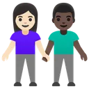 Woman and Man Holding Hands: Light Skin Tone, Dark Skin Tone