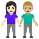 Woman and Man Holding Hands: Light Skin Tone, Medium-Light Skin Tone