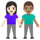 Woman and Man Holding Hands: Light Skin Tone, Medium Skin Tone