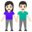 Woman and Man Holding Hands: Light Skin Tone
