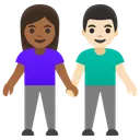 Woman and Man Holding Hands: Medium-Dark Skin Tone, Light Skin Tone