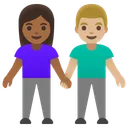 Woman and Man Holding Hands: Medium-Dark Skin Tone, Medium-Light Skin Tone