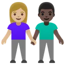 Woman and Man Holding Hands: Medium-Light Skin Tone, Dark Skin Tone
