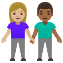 Woman and Man Holding Hands: Medium-Light Skin Tone, Medium-Dark Skin Tone