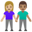 Woman and Man Holding Hands: Medium-Light Skin Tone, Medium Skin Tone