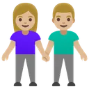 Woman and Man Holding Hands: Medium-Light Skin Tone