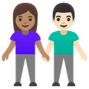 Woman and Man Holding Hands: Medium Skin Tone, Light Skin Tone