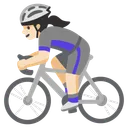 Woman Biking: Light Skin Tone