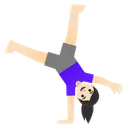 Woman Cartwheeling: Light Skin Tone