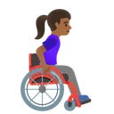 Woman in Manual Wheelchair Facing Right: Medium-Dark Skin Tone