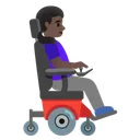 Woman in Motorized Wheelchair Facing Right: Dark Skin Tone