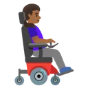 Woman in Motorized Wheelchair Facing Right: Medium-Dark Skin Tone