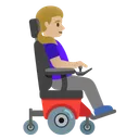 Woman in Motorized Wheelchair Facing Right: Medium-Light Skin Tone