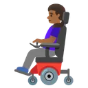 Woman in Motorized Wheelchair: Medium-Dark Skin Tone