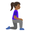 Woman Kneeling Facing Right: Medium-Dark Skin Tone