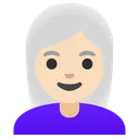 여성: 밝은 피부 톤, 흰 머리