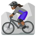 Woman Mountain Biking: Medium-Dark Skin Tone