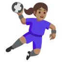 Woman Playing Handball: Medium Skin Tone