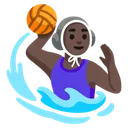 Woman Playing Water Polo: Dark Skin Tone