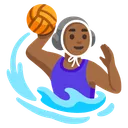 Woman Playing Water Polo: Medium-Dark Skin Tone