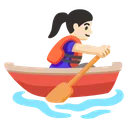Woman Rowing Boat: Light Skin Tone