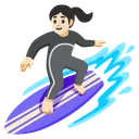 Woman Surfing: Light Skin Tone