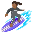 Woman Surfing: Medium-Dark Skin Tone