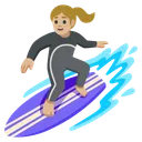 Woman Surfing: Medium-Light Skin Tone